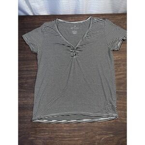American Eagle Outfitters Soft & Sexy Women's Medium Button V Neck Stripe Shirt